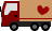 ハートマークのトラックのアイコン/赤
